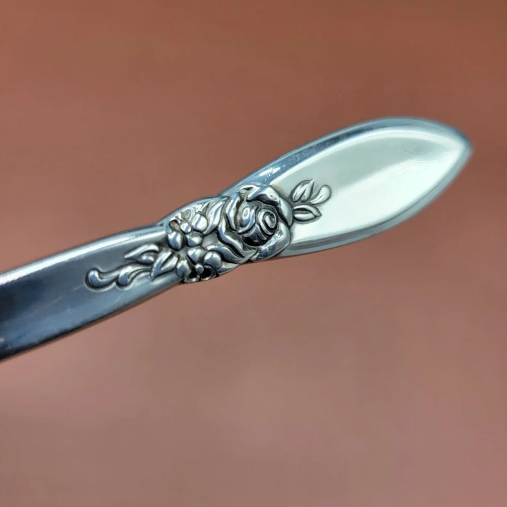 Oneida Community Spring Rose Stainless Casserole Serving Spoon Floral Pattern